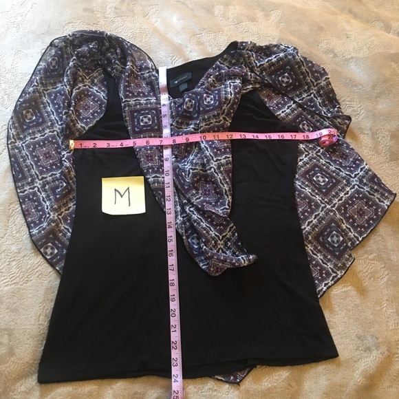 AB Studio black white comfy stretchy tank with shawl Size M - Picture 8 of 8